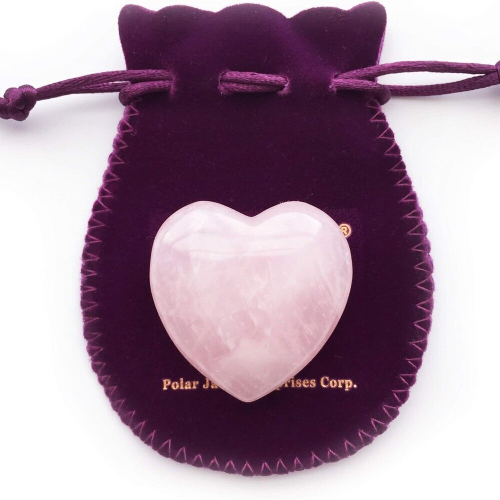 Rose Quartz Heart Stone 45mm1.8" Crystal Heart Chakra Healing, Reiki & Meditatio